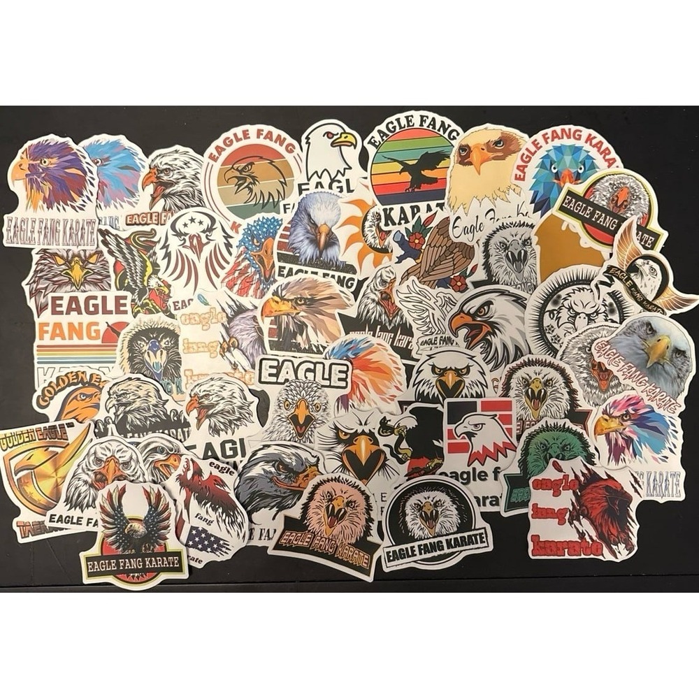 NEW 50pc Full Color Vinyl Eagle Fang Karate Stickers